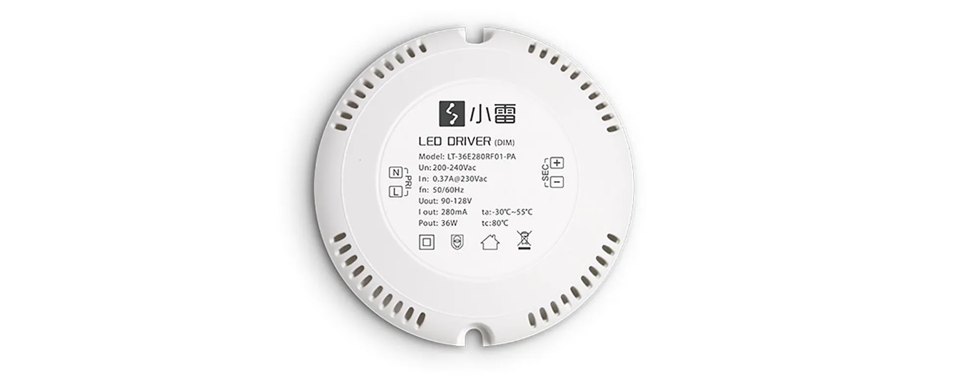 Ltech Smart Home CC Wireless Dimmable LED Driver 24W 60-85Vdc/280mA. 0-100% PWM dimming level, Support Gate way, Panel, Remote, APP Dimming, IP20. 36E280RF01-PA  LTECH Wireless Receiver